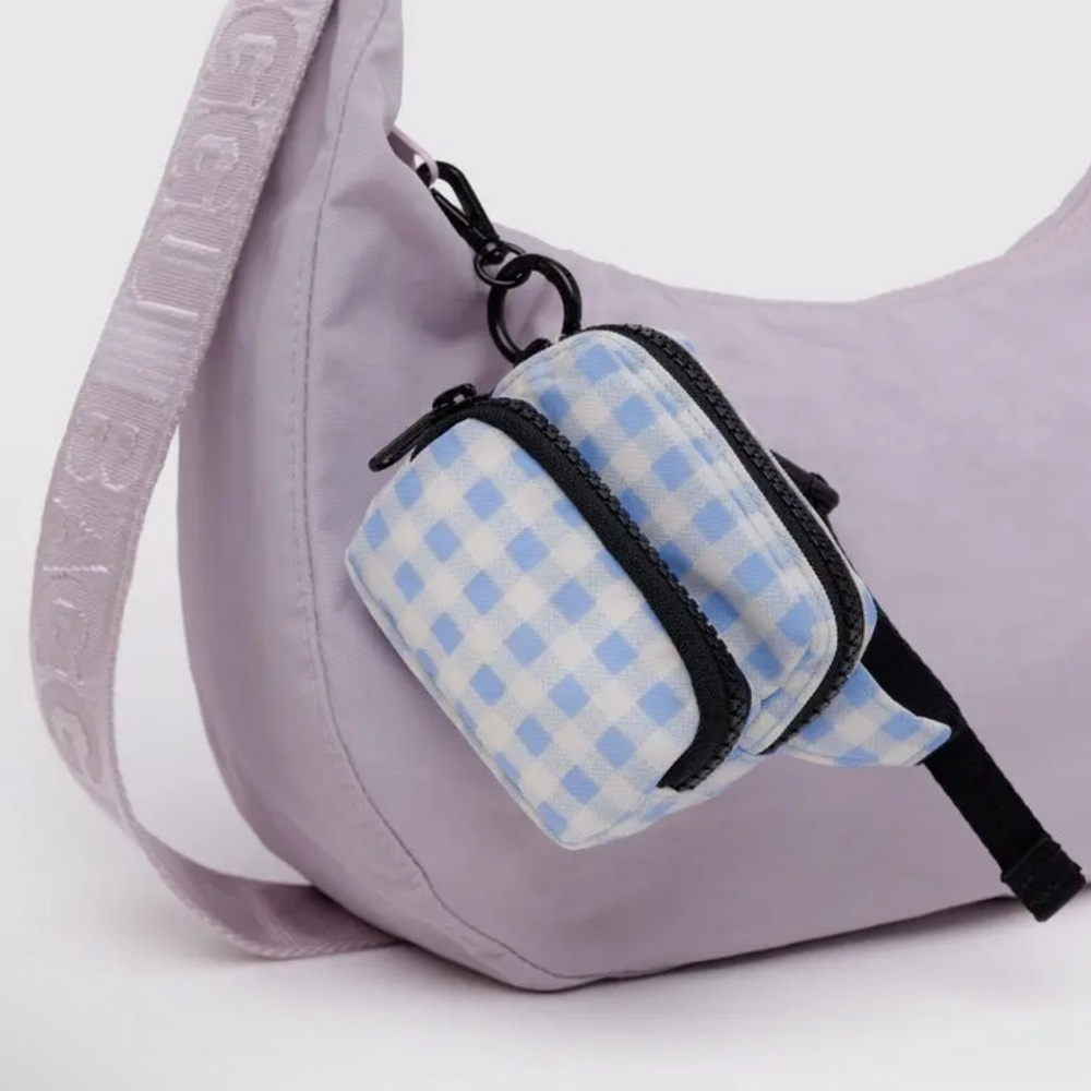 Blue gingham Fanny pack bag charm BNWT